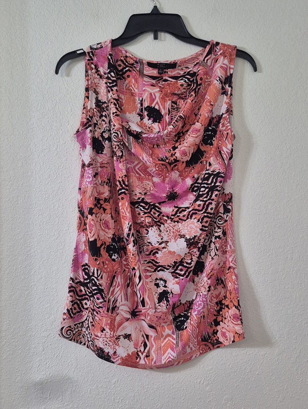 Alex Marie Pink Floral Cowl Neck Tank Top